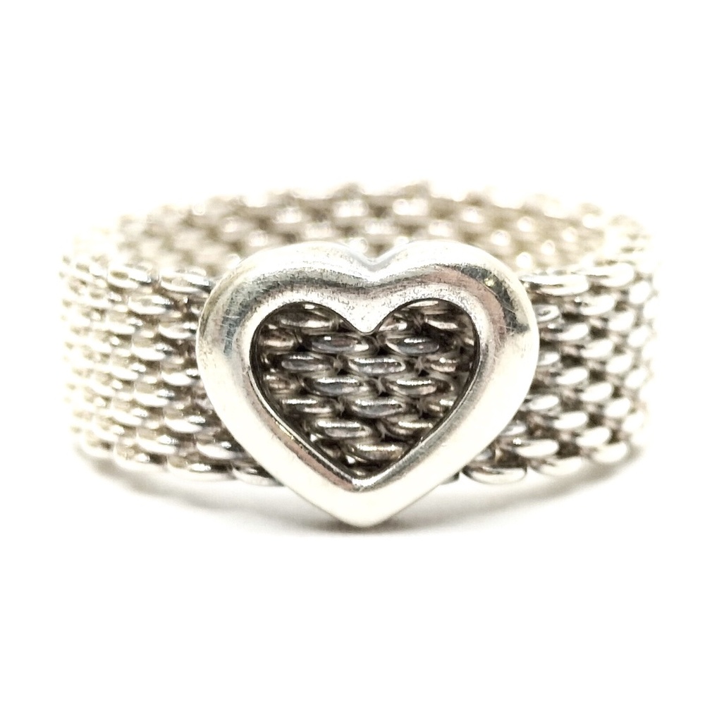 Tiffany & Co. Somerset Sterling Silver Mesh Heart Ring